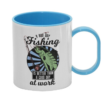 A bad day FISHING is better than a good day at work, Κούπα (πλαστική) (BPA-FREE) Polymer Μπλε για παιδιά, 330ml