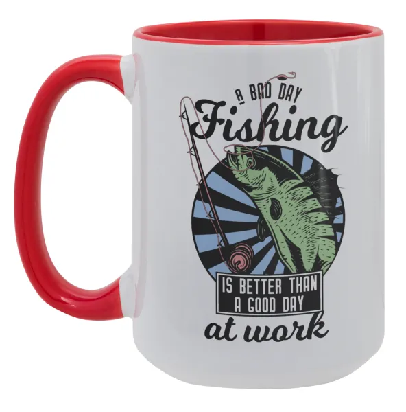 A bad day FISHING is better than a good day at work — Mega mug 15oz, red ceramic, 450ml