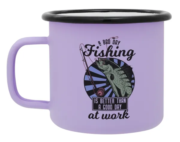 A bad day FISHING is better than a good day at work — Κούπα Μεταλλική εμαγιέ ΜΑΤ Light Pastel Purple 360ml
