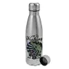 Metallic water bottle, stainless steel, 750ml
