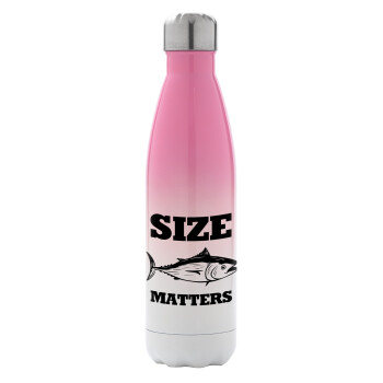 Size matters, Μεταλλικό παγούρι θερμός Ροζ/Λευκό (Stainless steel), διπλού τοιχώματος, 500ml