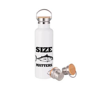 Size matters, Stainless steel White with wooden lid (bamboo), double wall, 750ml