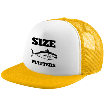Size matters, Καπέλο Ενηλίκων Soft Trucker με Δίχτυ Κίτρινο/White (POLYESTER, ΕΝΗΛΙΚΩΝ, UNISEX, ONE SIZE)