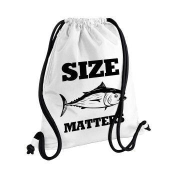 Size matters, Backpack pouch GYMBAG white, with pocket (40x48cm) & thick cords