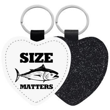 Size matters, Μπρελόκ PU δερμάτινο glitter καρδιά ΜΑΥΡΟ
