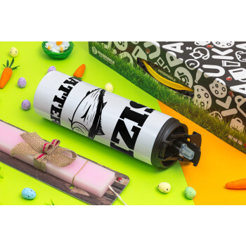 Size matters, Easter candle,Travel Tumbler 2 Lids, with metal straw & cleaning brush & aromatic flat candle (30cm) (PINK)