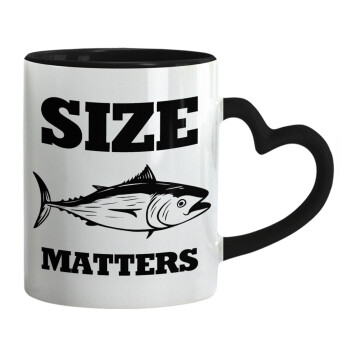 Size matters, Mug heart black handle, ceramic, 330ml