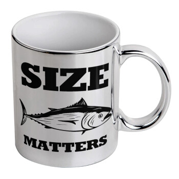 Size matters, Mug ceramic, silver mirror, 330ml