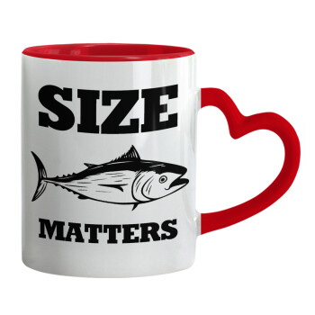 Size matters, Mug heart red handle, ceramic, 330ml