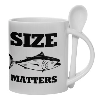 Size matters, Ceramic coffee mug with Spoon, 330ml (1pcs)