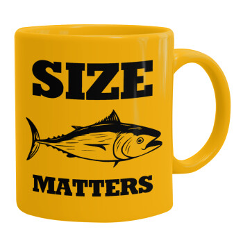 Size matters, Ceramic coffee mug yellow, 330ml (1pcs)