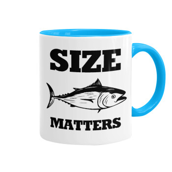 Size matters, Mug colored light blue, ceramic, 330ml