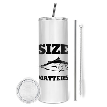 Size matters, Eco friendly stainless steel tumbler 600ml, with metal straw & cleaning brush