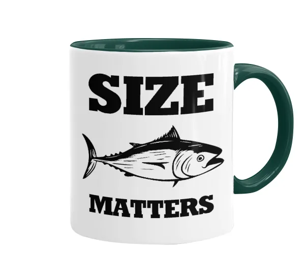 Size matters — Mug colored green, ceramic, 330ml