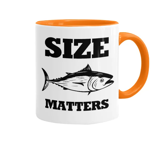 Size matters — Mug colored orange, ceramic, 330ml