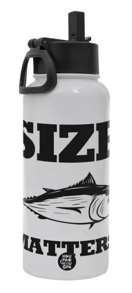 Size matters — Μεταλλικό παγούρι θερμός Λευκό με καλαμάκι και χερούλι (Stainless steel), διπλού τοιχώματος, 950ml