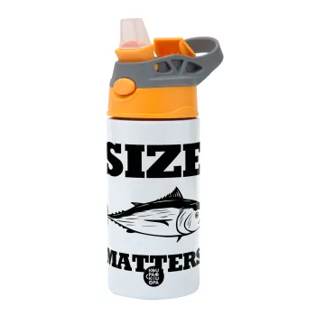 Size matters, Children's hot water bottle, stainless steel, with safety straw, Orange/Grey (360ml) BPA-FREE