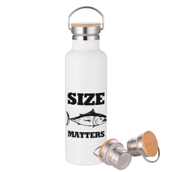 Size matters, Stainless steel White with wooden lid (bamboo), double wall, 750ml