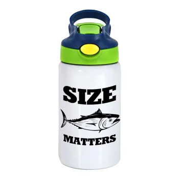 Size matters, Παιδικό παγούρι θερμό, ανοξείδωτο, με καλαμάκι ασφαλείας, πράσινο/μπλε (350ml)