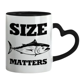 Size matters, Mug heart black handle, ceramic, 330ml
