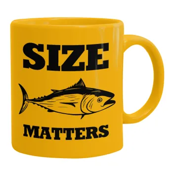 Size matters, Ceramic coffee mug yellow, 330ml