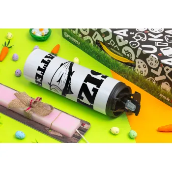 Size matters, Πασχαλινή Λαμπάδα με Travel Tumbler θερμό με διπλό καπάκι (600ml, BPA free) & κερί αρωματικό πλακέ (30cm) (ΡΟΖ)