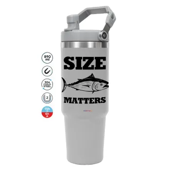 Size matters, ΓΚΡΙ χρώματος Θερμός Ανοξείδωτο 890ml (30oz) με χερούλι