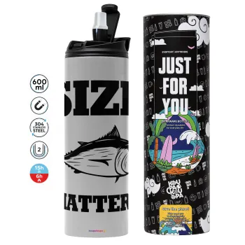 Size matters, Tumbler ποτήρι θερμό ΓΚΡΙ από ανοξείδωτο ατσάλι 600ml