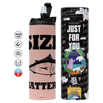 Size matters, Tumbler ποτήρι θερμό ΡΟΖ από ανοξείδωτο ατσάλι 600ml