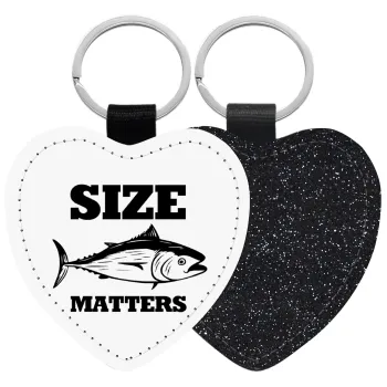 Size matters, Μπρελόκ PU δερμάτινο glitter καρδιά ΜΑΥΡΟ