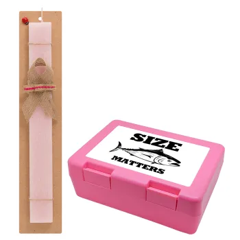 Size matters, Easter Set, children's snack container PINK & scented flat Easter candle (30cm) (PINK)