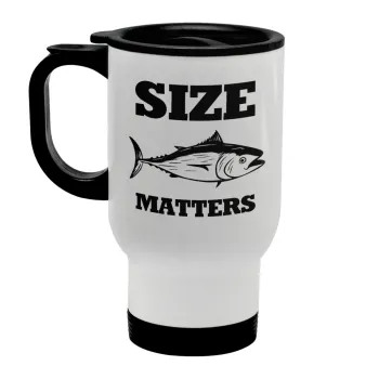 Size matters, Stainless steel travel mug with lid, double wall white 450ml