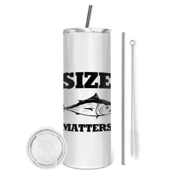 Size matters, Tumbler ποτήρι θερμό από ανοξείδωτο ατσάλι 600ml, με μεταλλικό καλαμάκι & βούρτσα καθαρισμού