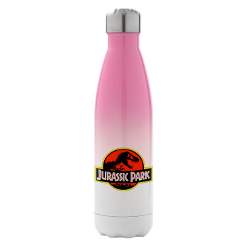 Jurassic park, Μεταλλικό παγούρι θερμός Ροζ/Λευκό (Stainless steel), διπλού τοιχώματος, 500ml
