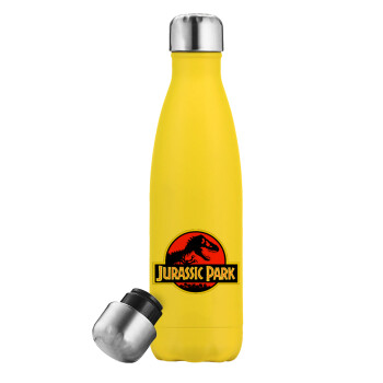 Jurassic park, Μεταλλικό παγούρι θερμός Κίτρινος (Stainless steel), διπλού τοιχώματος, 500ml