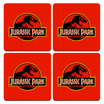 Jurassic park, ΣΕΤ x4 Σουβέρ ξύλινα τετράγωνα plywood (9cm)