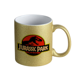 Jurassic park, Κούπα Χρυσή Glitter που γυαλίζει, κεραμική, 330ml