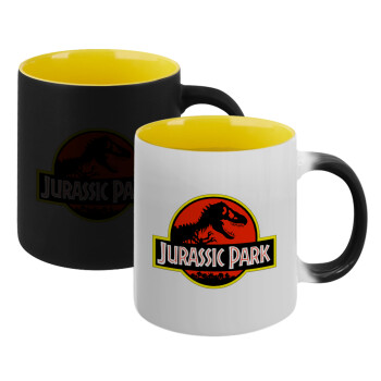 Jurassic park, Κούπα Μαγική εσωτερικό κίτρινη, κεραμική 330ml που αλλάζει χρώμα με το ζεστό ρόφημα (1 τεμάχιο)