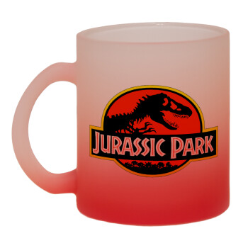 Jurassic park, Κούπα γυάλινη δίχρωμη με βάση το κόκκινο ματ, 330ml