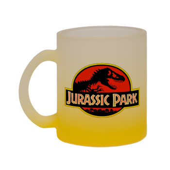 Jurassic park, Κούπα γυάλινη δίχρωμη με βάση το κίτρινο ματ, 330ml