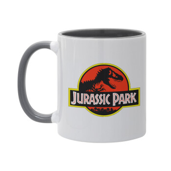 Jurassic park, Κούπα χρωματιστή γκρι, κεραμική, 330ml