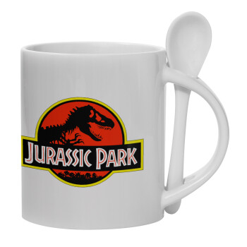 Jurassic park, Ceramic coffee mug with Spoon, 330ml (1pcs)