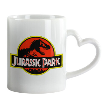 Jurassic park, Κούπα καρδιά χερούλι λευκή, κεραμική, 330ml