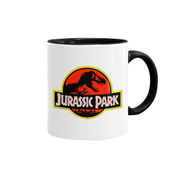 Jurassic park, Κούπα χρωματιστή μαύρη, κεραμική, 330ml