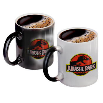Jurassic park, Color changing magic Mug, ceramic, 330ml when adding hot liquid inside, the black colour desappears (1 pcs)