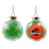 Transparent Christmas tree ball ornament with green filling 8cm