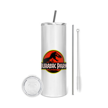 Jurassic park, Eco friendly stainless steel tumbler 600ml, with metal straw & cleaning brush