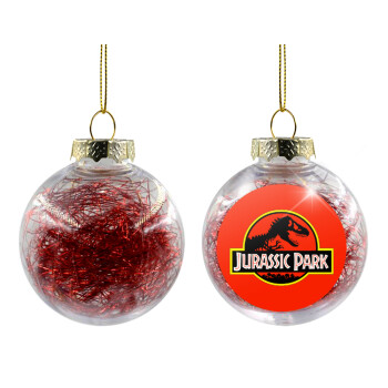 Jurassic park, Χριστουγεννιάτικη μπάλα δένδρου διάφανη με κόκκινο γέμισμα 8cm