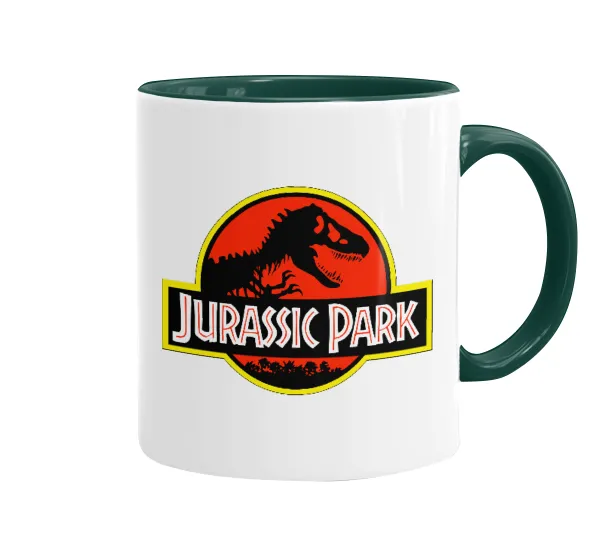 Jurassic park — Κούπα χρωματιστή πράσινη, κεραμική, 330ml