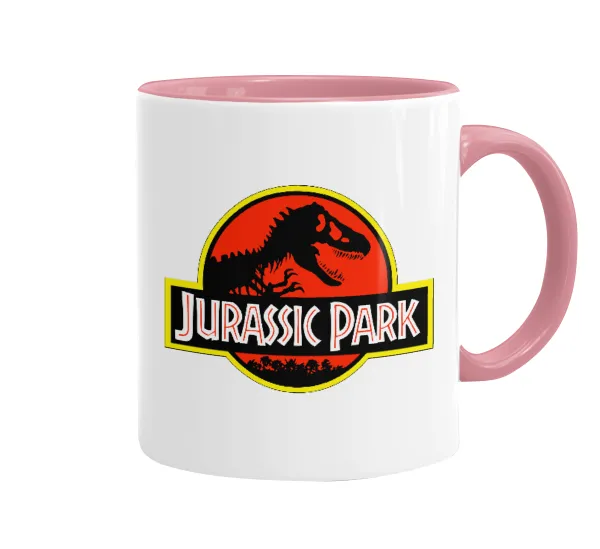 Jurassic park — Κούπα χρωματιστή ροζ, κεραμική, 330ml